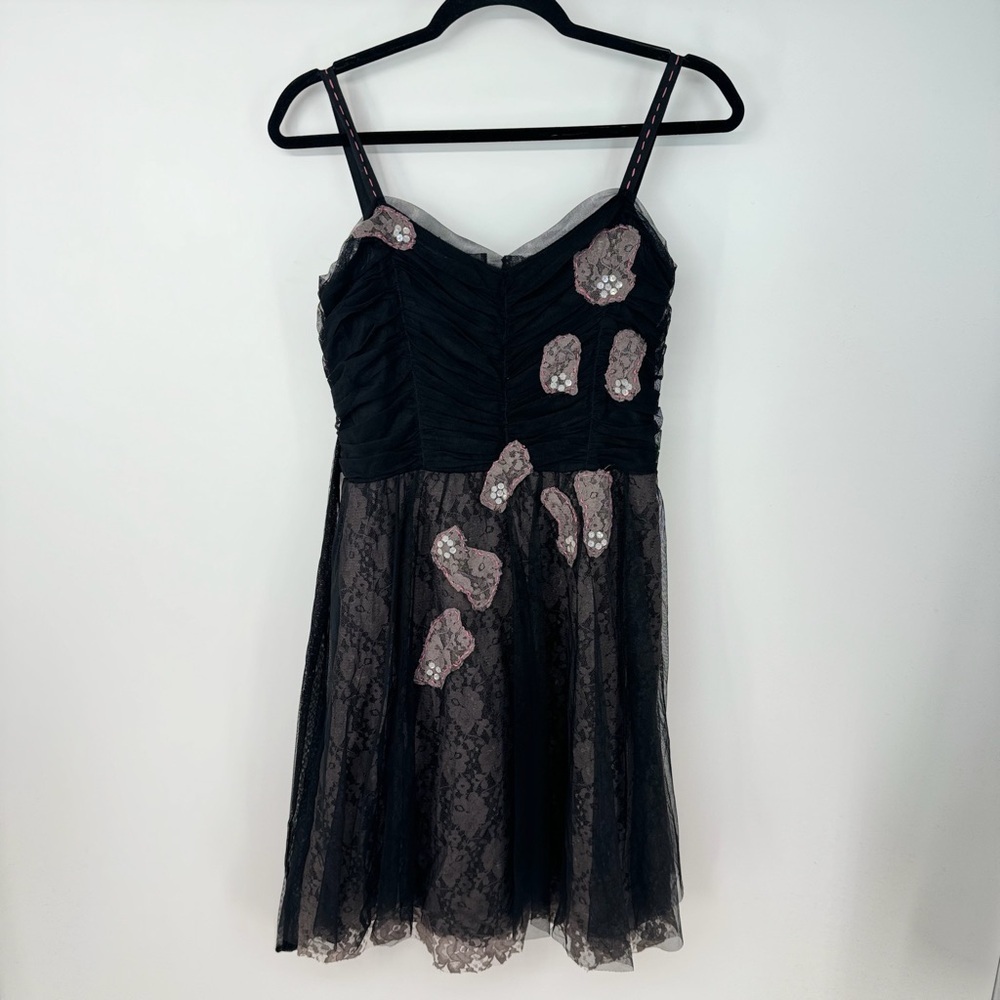 LUX Mesh Lacey Avant Garde Funky  Sequin Mini Dress